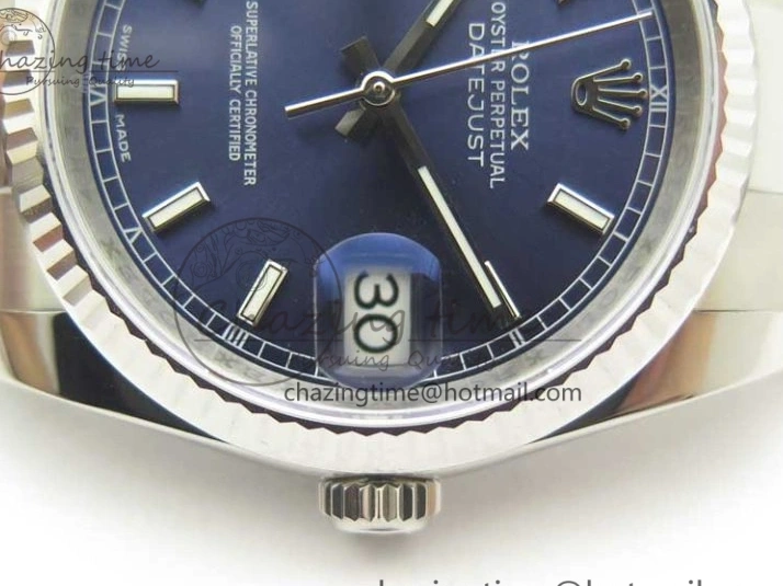 0206 DateJust 36 SS 116234 Fluted Bezel DJF Best Edition Blue Dial Stick Markers on SS Oyster Bracelet A Affordable 3373
